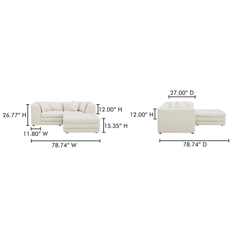 Moe's Home Collection Lowtide Nook Modular Warm White Sectional