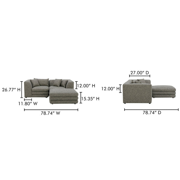Moe's Home Collection Lowtide Nook Modular Stone Tweed Sectional