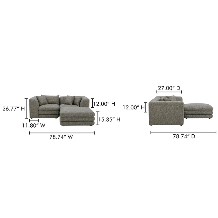 Moe's Home Collection Lowtide Nook Modular Stone Tweed Sectional