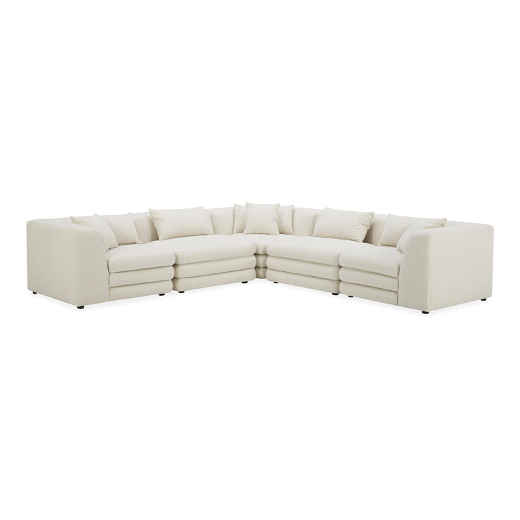 Moe's Home Collection Lowtide Classic Warm White L-Shaped Modular Sectional