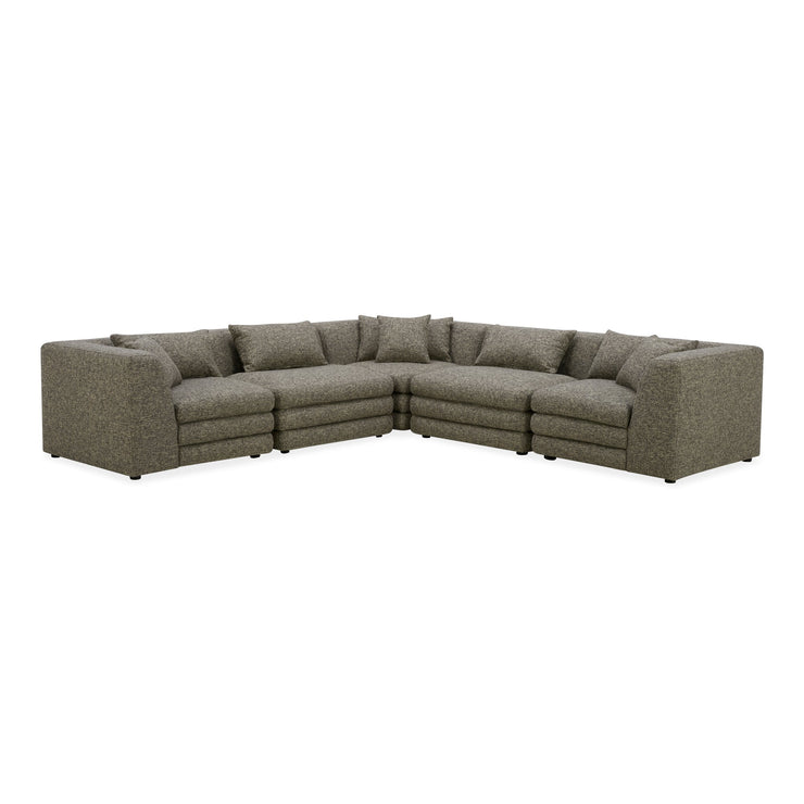 Moe's Home Collection Lowtide Classic Stone Tweed L-Shaped Modular Sectional