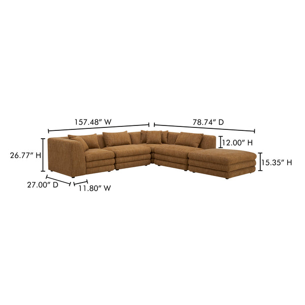 Moe's Home Collection Lowtide Amber Glow Dream Modular Sectional