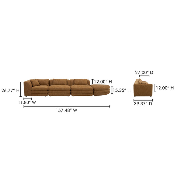 Moe's Home Collection Lowtide Linear Amber Glow Modular Sectional