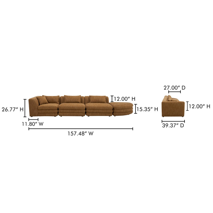 Moe's Home Collection Lowtide Linear Amber Glow Modular Sectional