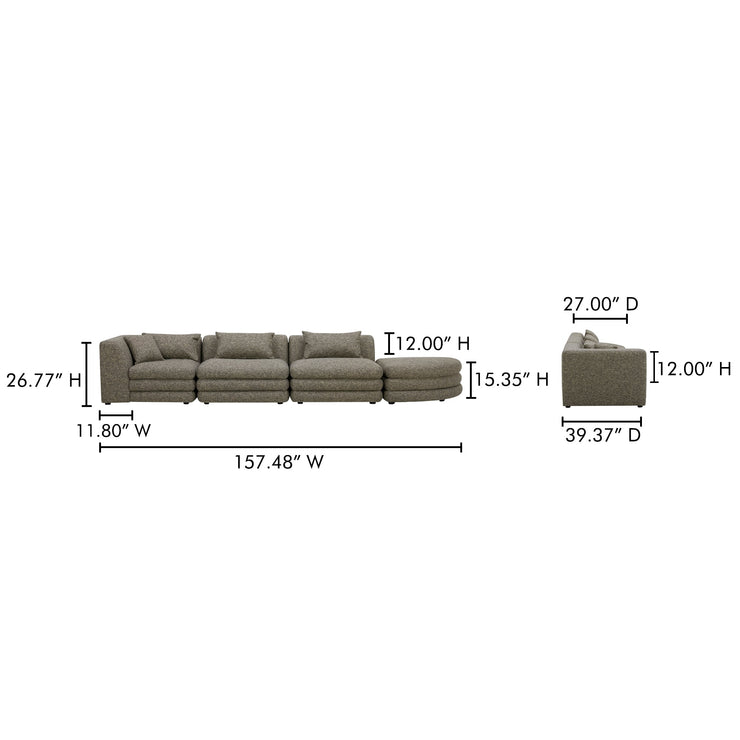 Moe's Home Collection Lowtide Linear Stone Tweed Modular Sectional