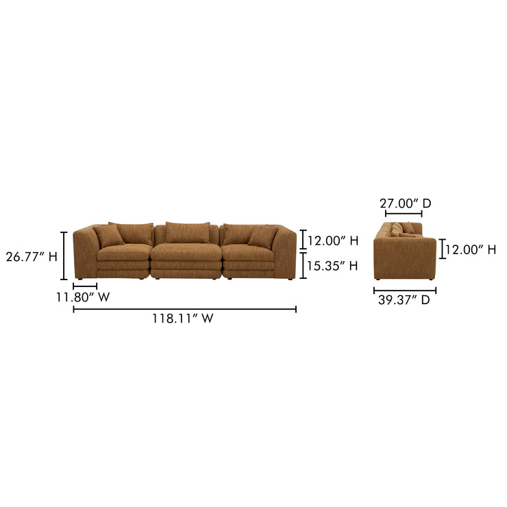 Moe's Home Collection Lowtide Modular Amber Glow Sofa