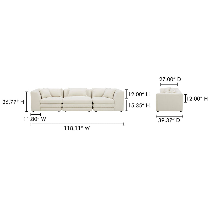 Moe's Home Collection Lowtide Modular Warm White Sofa