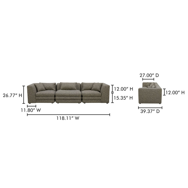 Moe's Home Collection Lowtide Modular Stone Tweed Sofa