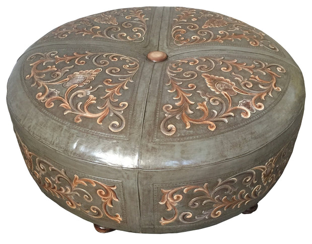 Casa Bonita Modern Rustic Leather Ottoman