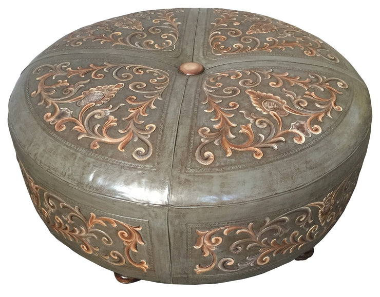 Casa Bonita Modern Rustic Leather Ottoman