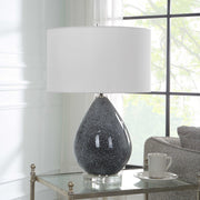 Uttermost Nebula Black and White Speckled Glazed Ceramic Table Lamp With White Shade