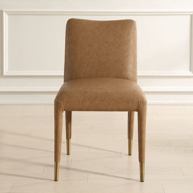 Uttermost Conifer Camel Faux Leather Modern Dining Chairs Set of 2
