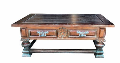 Casa Bonita Peruvian Hand-Painted  Carved Wood Monasterio Coffee Table