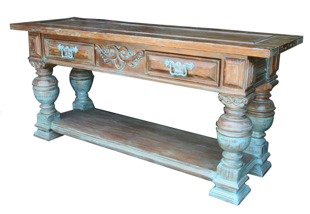 Casa Bonita Peruvian Hand-Painted Carved Wood Monasterio Console Table