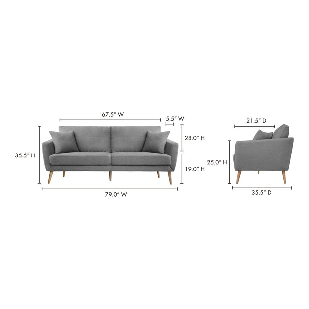 Moe's Home Collection Lilou Grey Sofa