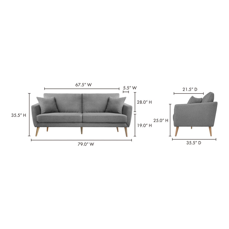 Moe's Home Collection Lilou Grey Sofa