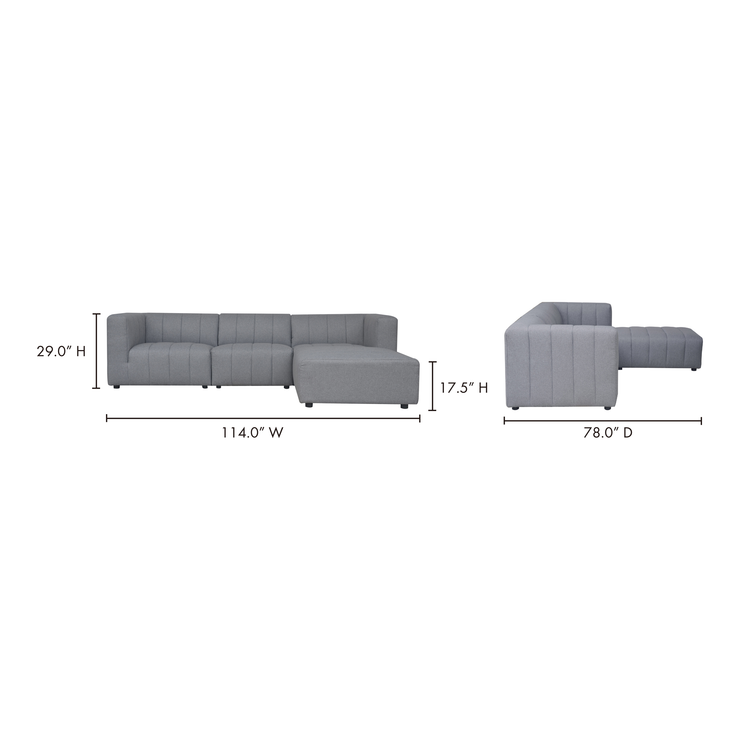 Moe's Home Collection Lyric Lounge Grey Modular Sectional