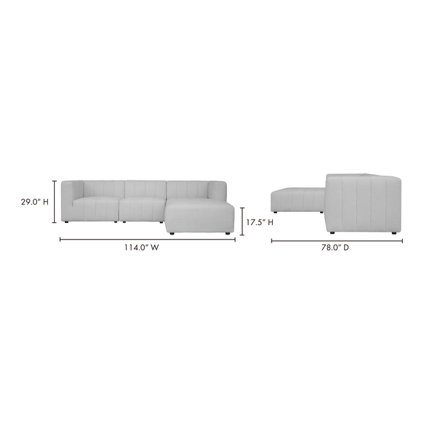 Moe's Home Collection Lyric Lounge Oatmeal Beige Modular Sectional