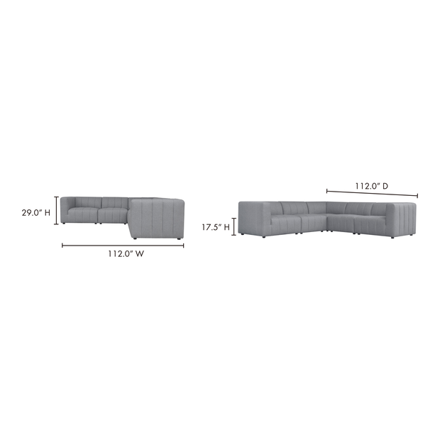 Moe's Home Collection Lyric Classic Grey L-Shaped Modular Sectional