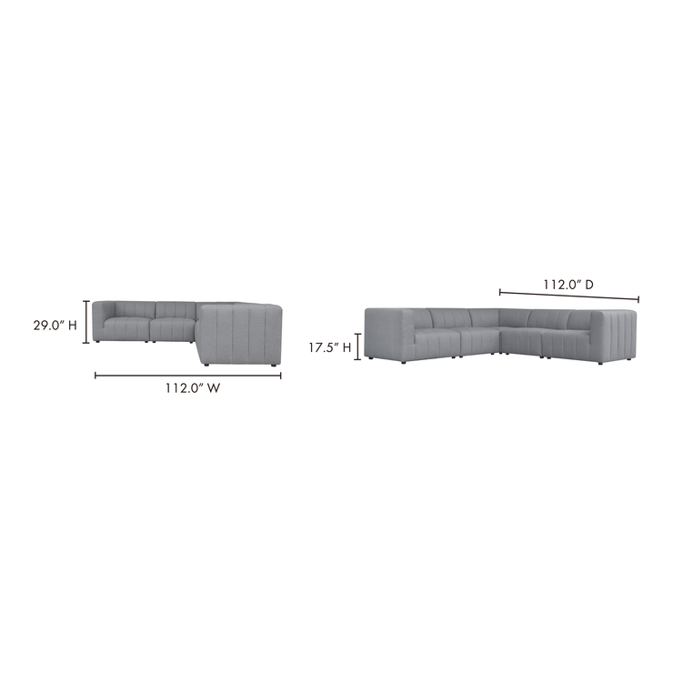 Moe's Home Collection Lyric Classic Grey L-Shaped Modular Sectional