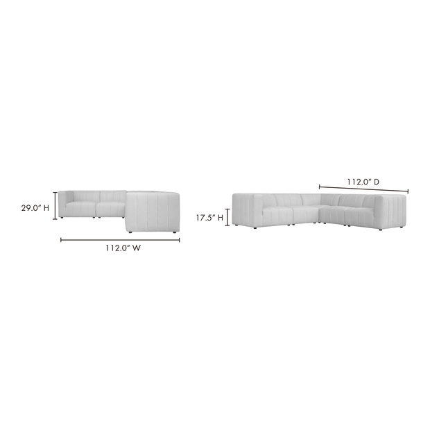 Moe's Home Collection Lyric Classic Oatmeal Beige L- Shaped Modular Sectional