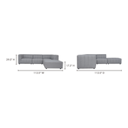 Moe's Home Collection Lyric Dream Grey Modular Right Facing Sectional