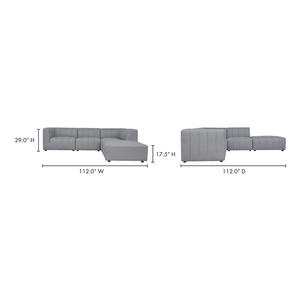 Moe's Home Collection Lyric Dream Grey Modular Right Facing Sectional