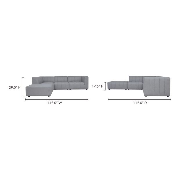 Moe's Home Collection Lyric Dream Grey Modular Left Facing Sectional