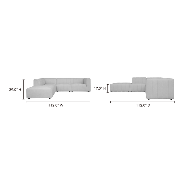 Moe's Home Collection Lyric Dream Oatmeal Beige Modular Left Facing Sectional