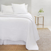 Pom Pom at Home Marseille White Cotton Velvet Diamond Quilted Coverlet and Euro Shams ~ Available in Queen and King Sizes