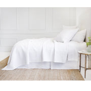 Pom Pom at Home Marseille White Cotton Velvet Diamond Quilted Coverlet and Euro Shams ~ Available in Queen and King Sizes