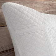 Pom Pom at Home Marseille White Cotton Velvet Diamond Quilted Coverlet and Euro Shams ~ Available in Queen and King Sizes