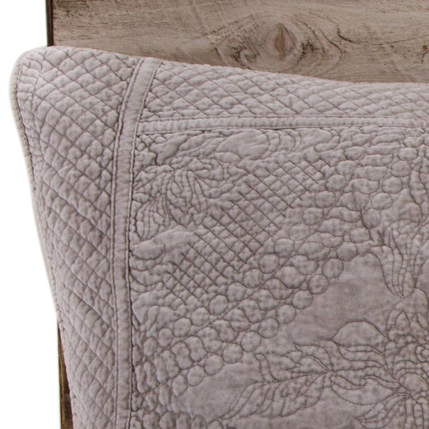 Pom Pom at Home Marseille Taupe Cotton Velvet Diamond Quilted Coverlet and Euro Shams ~ Available in Queen and King Sizes
