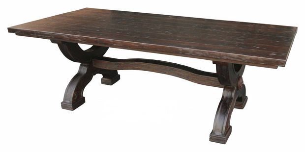 Casa Bonita Peruvian Hand-Painted Carved Wood Mission Dining Table 7 Foot