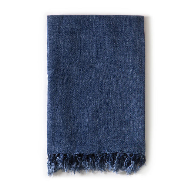 Pom Pom at Home Montauk Indigo Linen Throw Blanket ~ 50” x 70”