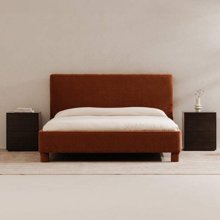 Moe's Home Collection Ichigo Deep Orange Upholstered Queen Size Bed