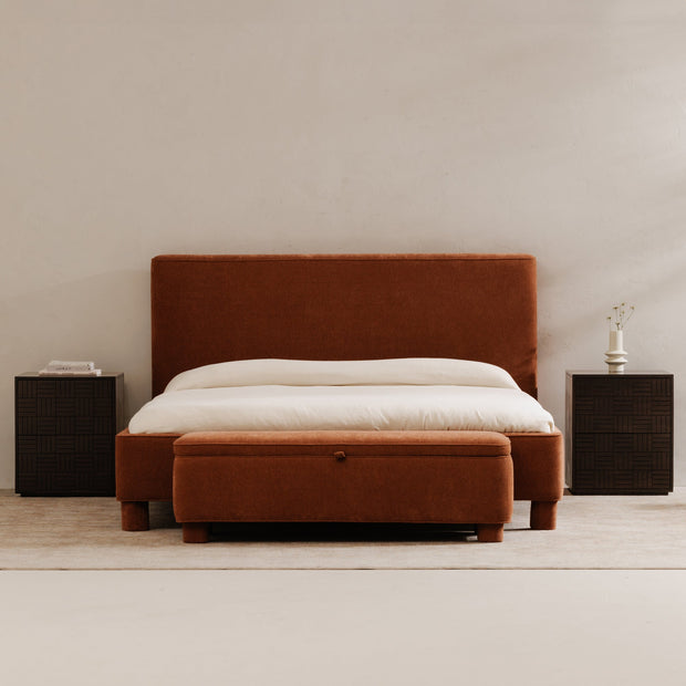 Moe's Home Collection Ichigo Deep Orange Upholstered Queen Size Bed