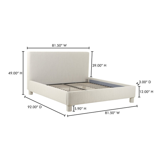 Moe's Home Collection Ichigo Light Grey Upholstered King Size Bed