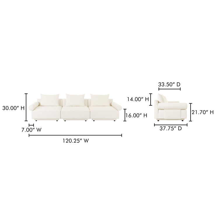 Moe's Home Collection Rosello White Modular Sofa