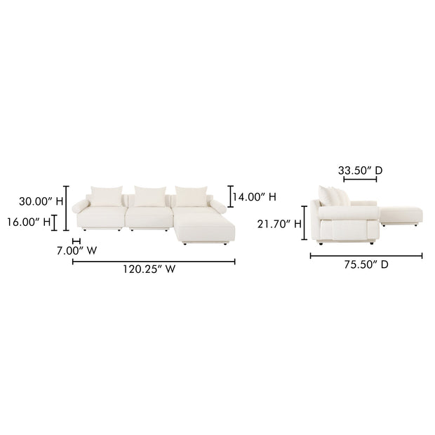 Moe's Home Collection Rosello White Lounge Modular Sectional