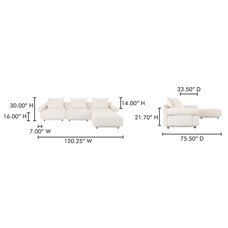 Moe's Home Collection Rosello White Lounge Modular Sectional