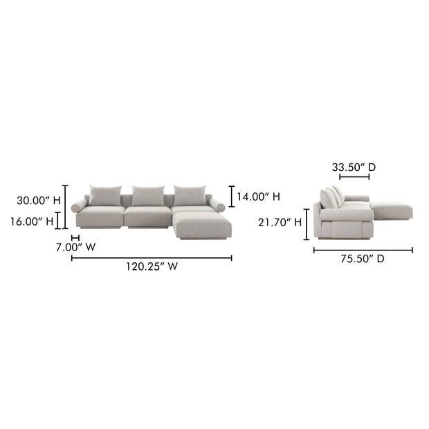 Moe's Home Collection Rosello Light Grey Lounge Modular Sectional