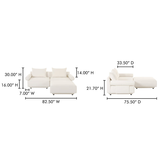 Moe's Home Collection Rosello Nook White Modular Sectional