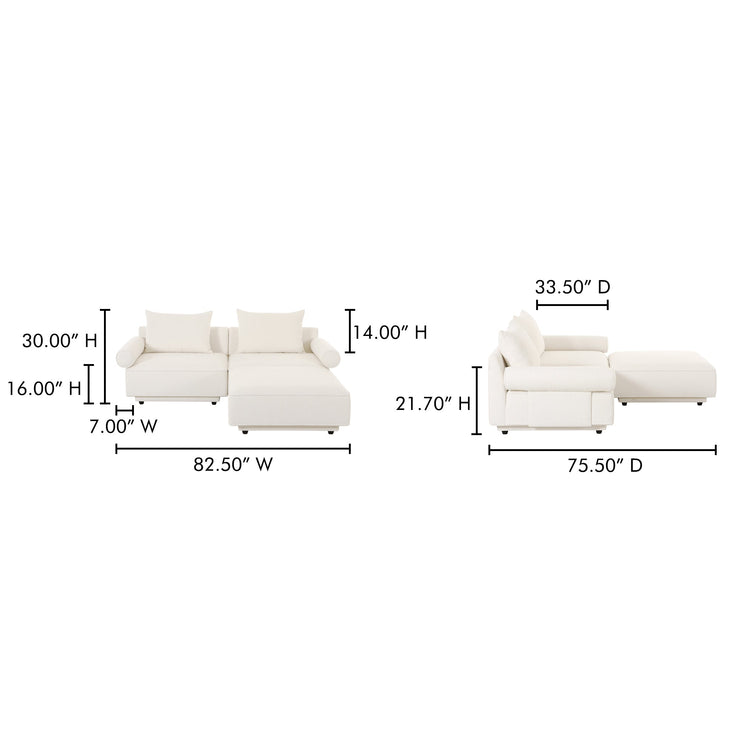 Moe's Home Collection Rosello Nook White Modular Sectional