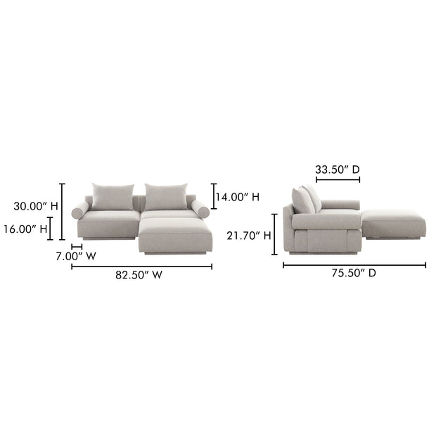 Moe's Home Collection Rosello Nook Light Grey Modular Sectional