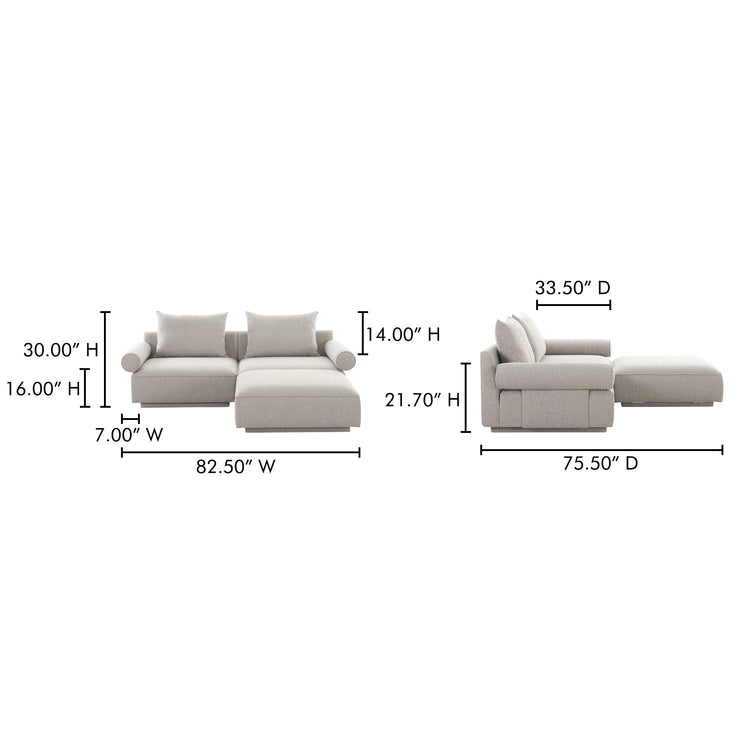 Moe's Home Collection Rosello Nook Light Grey Modular Sectional
