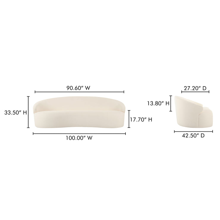 Moe's Home Collection Cove Outdoor Curved Sofa ~ Cream All Weather Fabric