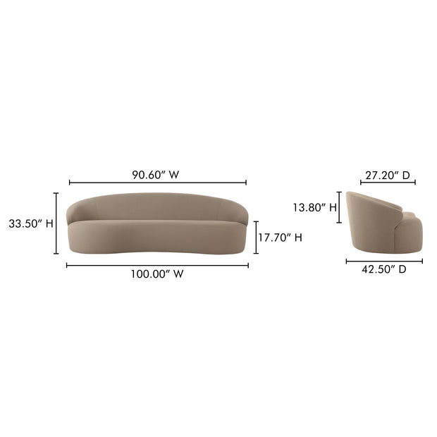 Moe's Home Collection Cove Outdoor Sofa ~ Taupe All Weather Fabric