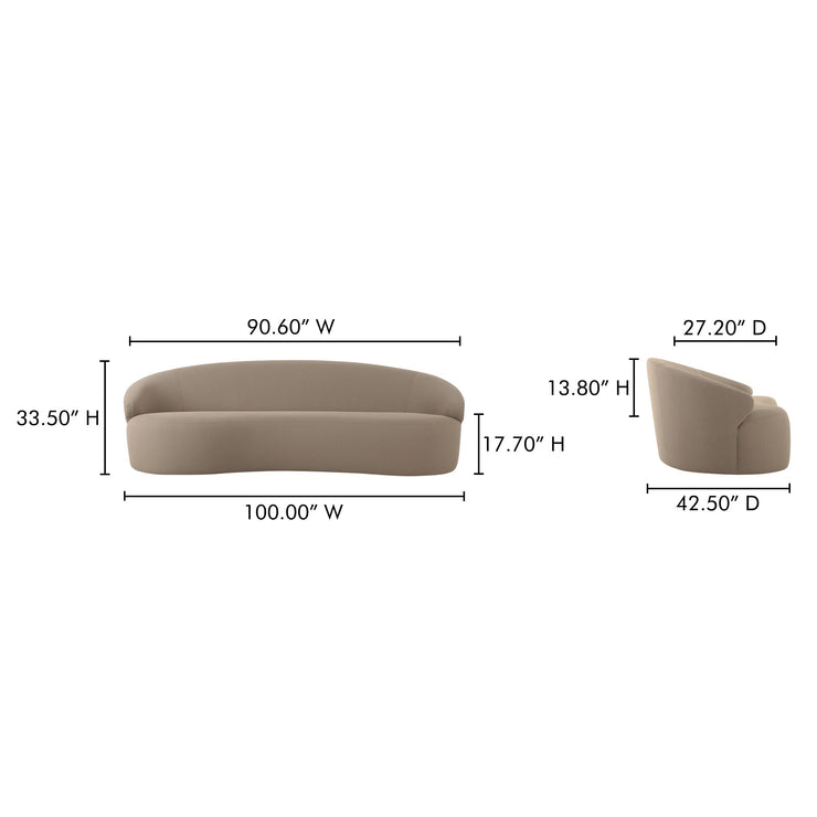 Moe's Home Collection Cove Outdoor Sofa ~ Taupe All Weather Fabric