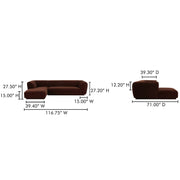 Moe's Home Collection Zandro Warm Brown Left-Facing Sectional
